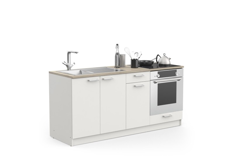 Cocina en kit Viena verde 180 cm con 3 módulos bajos