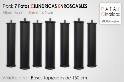 7 pés aparafusados para base estofada (25 cm de altura)