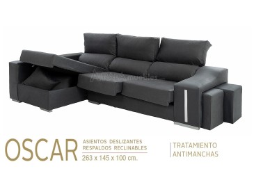 Sofá chaiselonge OSCAR en color Negro al MEJOR PRECIO