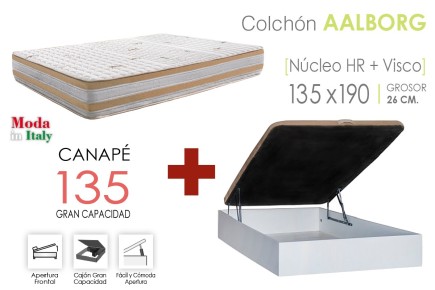 PACK sommier abatível RECKTO + colchão AALBORG 135