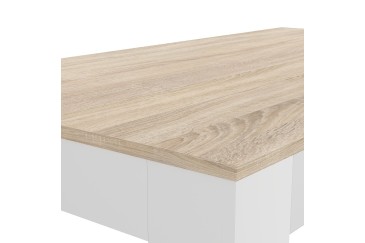 PACOTE de 1 mesa de centro extensível + 4 cadeiras de design BEECH em cor branca