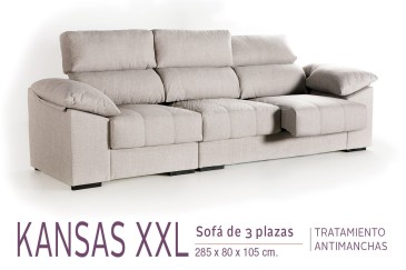 Sofá 3 lugares KANSAS XXL 280 Cm Gris