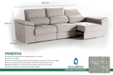 Sofá 3 lugares MINERVA 240 cm Gris (Cama) al MEJOR PRECIO