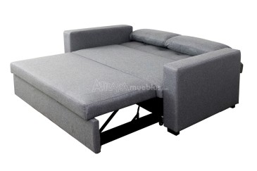 Sofá-cama PAU estofado em lona cinzenta ao MELHOR PREÇO