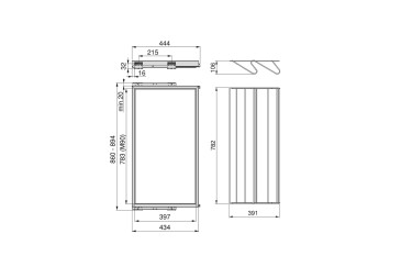 Sapateira metálica extraível para roupeiro de 900 mm