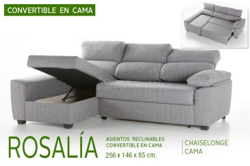 Sofá chaiselonge Cama ROSALIA Gris al MEJOR PRECIO