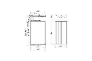 Sapateira metálica extraível para roupeiro de 800 mm