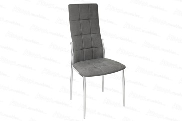 Conjunto de 4 cadeiras cromadas estofadas num elegante tecido cinzento