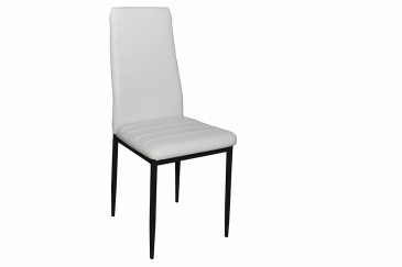 Conjunto de 6 cadeiras estofadas em pele branca