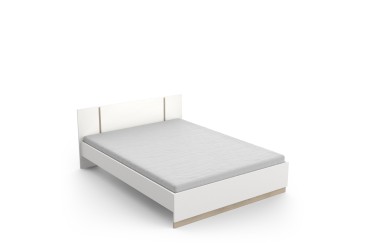 Cama WATSON 140x190 Branco/Carvalho