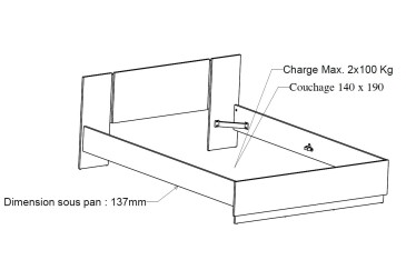 Cama WATSON 140x190 nas cores Branco e Carvalho ao MELHOR PREÇO