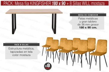 PACOTE de 1 mesa de centro extensível + 4 cadeiras WILL Design