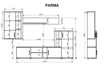 Mobiliário moderno para sala de estar - sala de jantar PARMA ao MELHOR PREÇO