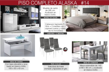 Apartamento completo 14 - ALASKA (Sillas SAKURA CZ Gris - Cabecero Gris Tela)
