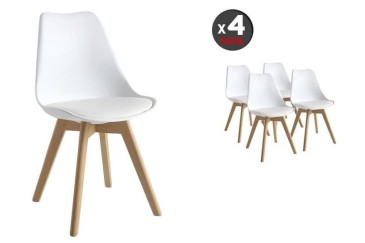 Conjunto de 4 cadeiras de design BEECH em branco