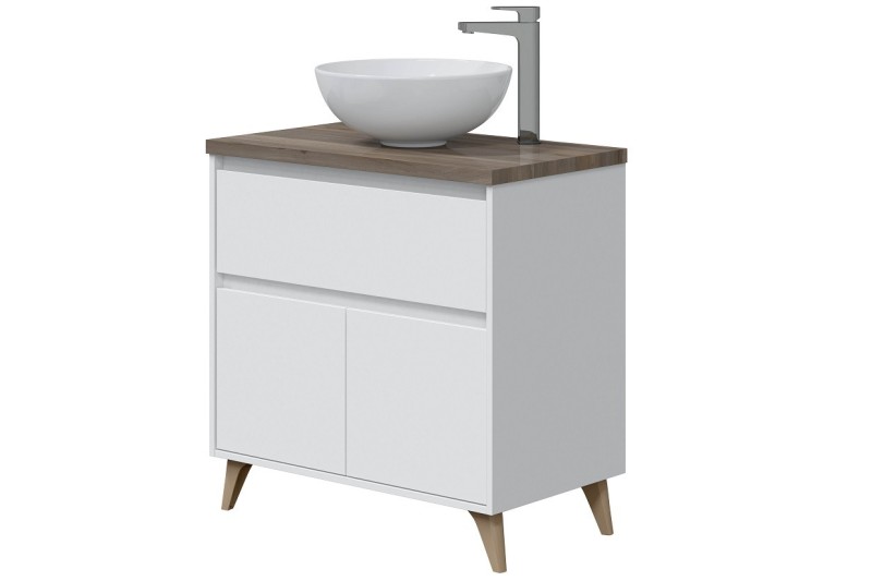 ▷ Mueble de Baño Iris 80 cm. 1 cajón y faldón con lavabo