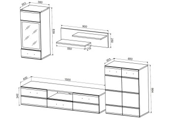 Mobiliário moderno para sala de estar - sala de jantar ALASKA ao MELHOR PREÇO