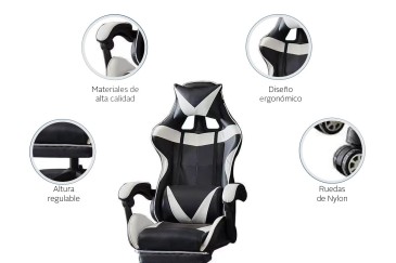 Cadeirão GAMER nas cores preto e branco