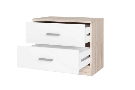 Mesa de centro COUPLE 2 gavetas Branco e Carvalho Sable