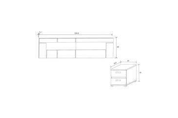 RAMBLA Quarto (Cabeceira LED + 2 mesas de cabeceira 2 gavetas) ao melhor preço