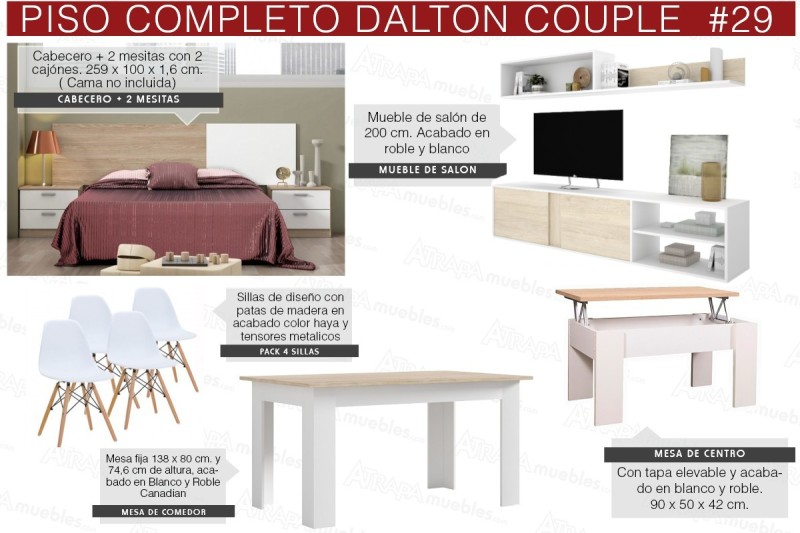 Piso completo 29 - ATLANTA COUPLE (Pack Mesa + 4 Sillas BLANCAS)