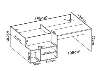 Cama compacta para jovens KRIC 90X190 Branco