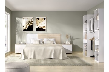 Dormitorio TAO (Estructura de cama 150 + Cabecero + 2 Mesitas) al mejor  precio de Internet