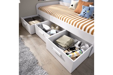 Cama juvenil compacta MEK 90X190 Blanca