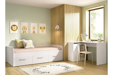 Cama juvenil compacta MEK 90X190 Branco