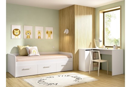 Cama juvenil compacta MEK 90X190 Blanca