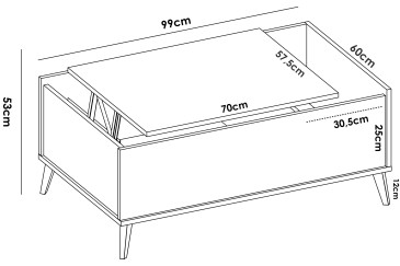 Mesa de centro NESS em Carvalho e Branco ao MELHOR PREÇO