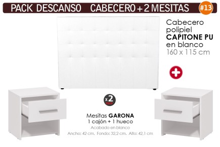 Pack SAVINGS Cabeceira Capitone + 2 mesas de cabeceira ao melhor preço na Internet