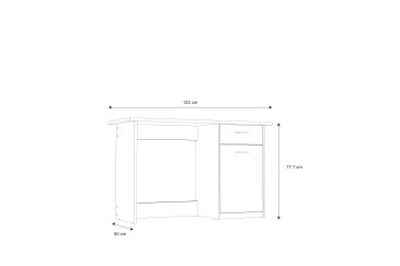 Secretária 123 cm 1 porta 1 gaveta Carvalho e branco