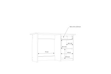 Secretária 123 cm 1 porta 1 gaveta Carvalho e branco