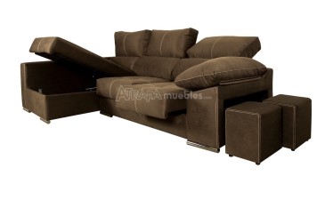 Sofá chaise longue GOYA em elegante cor cinzenta ao MELHOR PREÇO