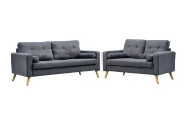 Conjunto de sofá de 3+2 lugares ALVIN cinzento claro