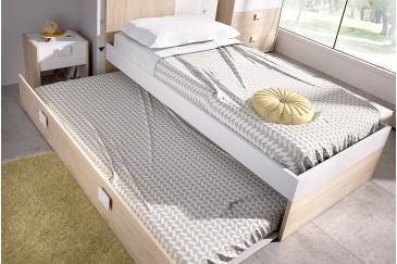 Cama individual de design elegante 90x190 com gavetão por baixo da cama