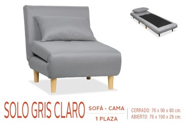 Sofá-cama de 1 lugar estofado em lona cinzenta clara ao MELHOR PREÇO