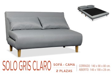 Sofá-cama SOLO 2 lugares cinzento claro