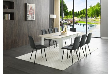 Mesa extensível para sala de jantar e sala de estar 40 - 190 cm. em Carvalho e Branco