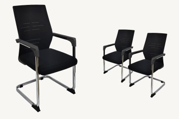 Conjunto de 2 cadeiras estofadas em elegante couro sintético preto