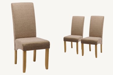 Conjunto de 2 cadeiras estofadas em tecido bege elegante