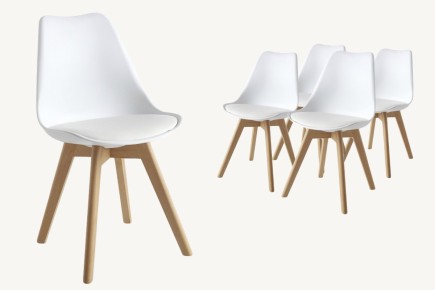 Conjunto de 4 cadeiras de design BEECH em branco