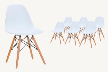 Conjunto de 6 cadeiras de design brancas