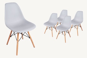Conjunto de 4 cadeiras de design em cinzento
