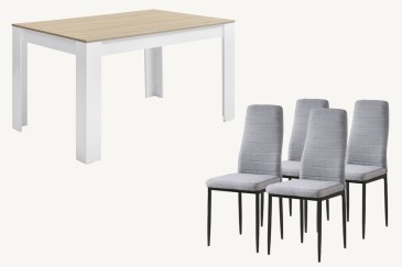 PACOTE de 1 mesa de centro + 4 cadeiras YURI em cinzento