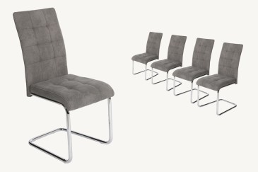 Conjunto de 4 cadeiras estofadas num elegante tecido cinzento