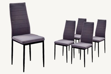 Conjunto de 4 cadeiras estofadas em tecido cinzento