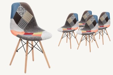 Conjunto de 4 cadeiras PATCHWORK Design estofadas em cores diferentes