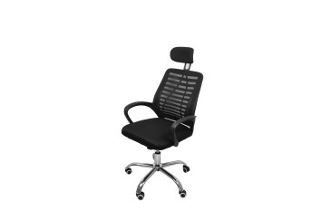 Sillón de oficina ergonómica con patas metálicas cromadas